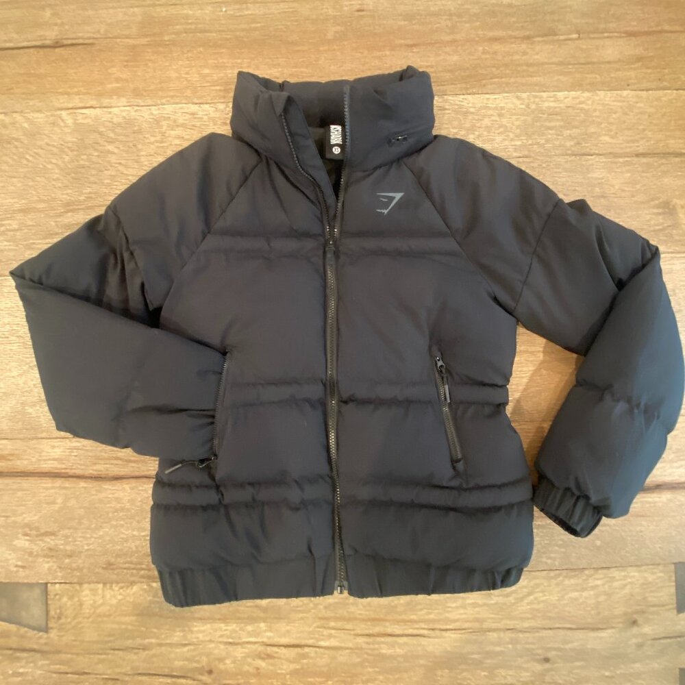 Gymshark Black Puffer Bomber Jacket
